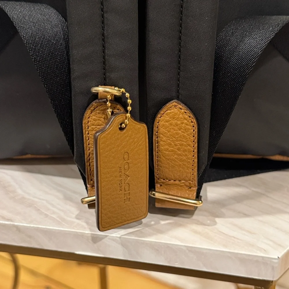 Coach Backpack Tan Pebbled Leather Large Charlie Backpack - Picture 7 of 17